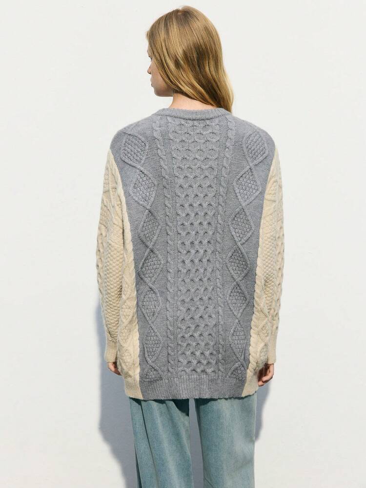 SHEIN Maija Suéter de punto informal con bloques de color para mujeres, suéteres de otoño, invierno y temporada baja