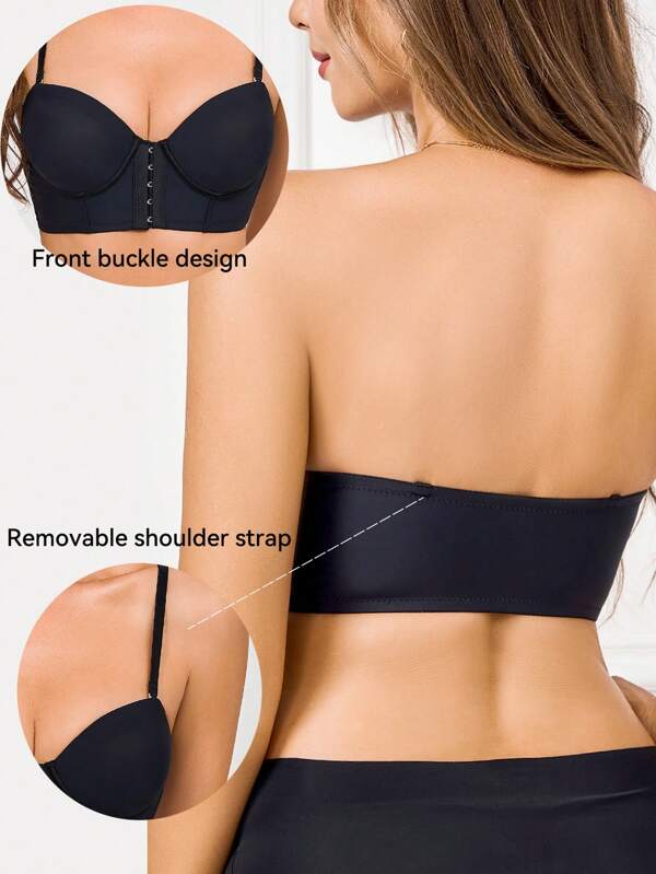 1pc Women Solid Color Front-Button Closure Bra