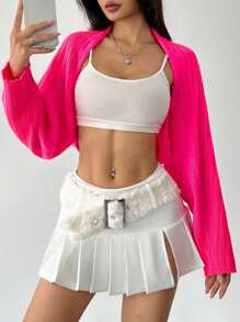 SHEIN Unity Versatile Loose Women's Cardigan - Hot Pink - View 7