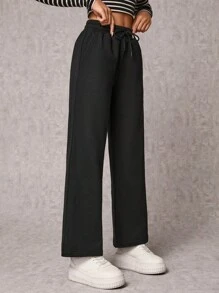 EURMUSE Cottnline Pocket Drawstring Sweatpants - Black - View 3