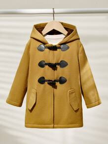 SHEIN Kids/Young Boy Casual Hooded Fuzzy Lined Warm Outerwear Jacket Suitable For School, Garden, Beach, Birthday, Spring/Summer/Autumn/Winter