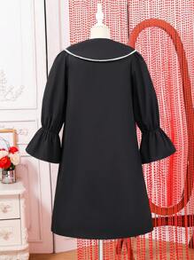 SHEIN Oversized Girls Casual Comfy Collared Long Sleeve Dress
