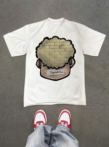 Manfinity EMRG Men's Cartoon Character Print Crew Neck Short Sleeve T-Shirt - White - View 2