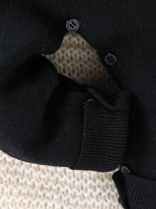 Baby Mädchen schwarzer & goldener Buchstaben Muster Rundhals Langarm Gelegenheits Jumpsuit - Schwarz - Übersicht 6