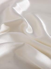 SHEIN 2pcs Teenage Girls Satin Contrast Color Bow Blouse And Shorts Pajama Set - Beige - View 5