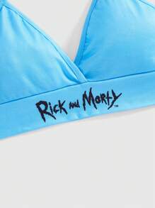 Rick and Morty | ROMWE Women's Fun Print Triangle Cup & Shorts Pajama Set - Multicolor - View 3