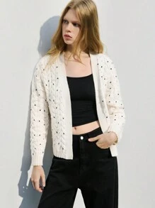 Maija Women's Faux Pearl Decor Long Sleeve Casual Cardigan, Autumn/Winter Fall Sweaters