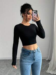 Chiquease Women's Contrast Color Bow Decor Long Sleeve T-Shirt Fall Cloth For Women - Black - View 7