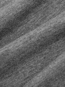 Solid Gray Teenage Boys Sports Casual Sweatshirt With Letter Print Patchwork Pants, Versatile Autumn Winter Outfit