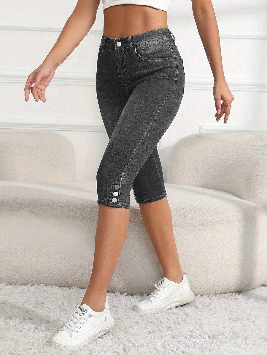 Women's Casual Stretch Skinny Cropped Jeans
