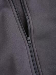 SHEIN Unity Women Loose Fit Zip Front Long Sleeve Casual Sweatshirt, Spring Autumn Pullover Fall Outfit - Dark Grey - View 4