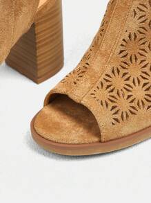 Styleloop Giày cao gót hở mũi phong cách Bohemian dành cho nữ mùa thu - Màu be - Xem 4