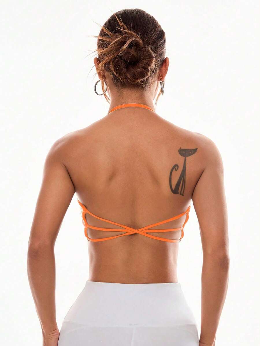 Easithlete Women's Solid Color Minimalist Backless Sports Bra For Fall
