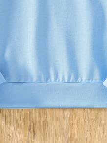 Tween Girl Casual English Print Hoodie Sweatshirt, Spring/Autumn - Blue - View 3