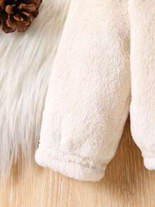 SHEIN 2 件装男婴可爱恐龙刺绣法兰绒睡衣套装，长袖上衣和裤子，秋冬 - 彩色 - 查看 5