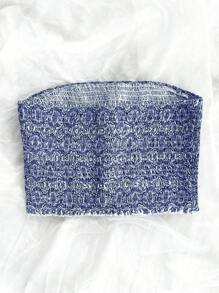 SHEIN Unity Áo Bandeau in họa tiết cho nữ - Màu xanh bụi bặm - Xem 2