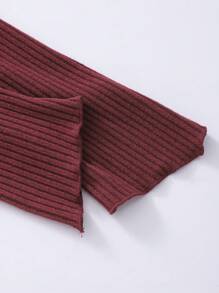 SHEIN 女孩/青少年女孩露肩长袖上衣 - 酒紅色 - 查看 3