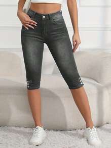 Women's Casual Stretch Skinny Cropped Jeans