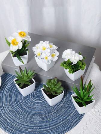 1pc/Set Of 6pcs Artificial Mini Succulent Plant, Suitable For Home, Living Room, Tabletop, Window Sill, Office Desk Decoration, Mother's Day, Wedding Party Decor,Garden Decor,Outdoor Plant,Gardening,Fake Flowers Home Decor Back To School Room Decor School Supplies