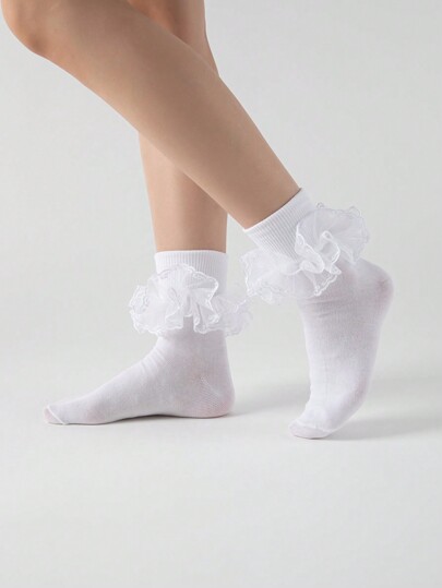 Kawaii Calze ciciotte da donna con dettagli floreali 3D