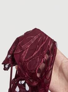 Aveloria Affinna Sexy Spaghetti Strap Backless Butterfly Cutout Tie-Up Crop Top Holiday Party Clothes Cute Funny Shirts  - Burgundy - View 5