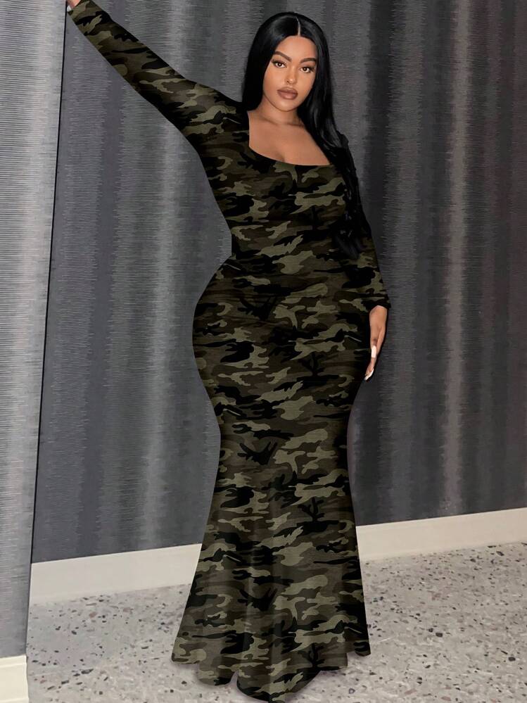 camouflage evening dress Glamorous Sequin Camouflage Evening Gown main image 1
