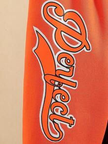 SHEIN 2 件套粉色少女棒球夹克 - 橘色 - 查看 6