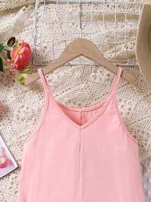 Young Girls Solid Color Sleeveless Jumpsuit