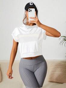 SHEIN Daily&Casual Áo nỉ trùm đầu tay ngắn cánh dơi trơn màu đơn sắc thường ngày cho nữ - trắng - Xem 3