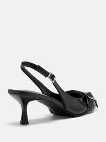 CUCCOO BIZCHIC Pointed Toe Stiletto Strap Leopard Print Backless High Heel Sandals For Women Spring Shoes Spring Break Easter For Christmas - Black - View 4