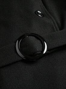 SHEIN Clasi 大码女式纯色简约休闲长袖大衣，适合冬季 - 黑色 - 查看 7
