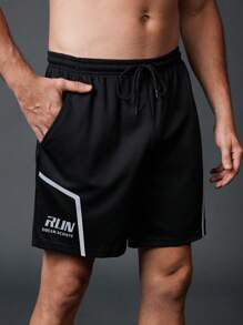 Gym Rark Quần short thể thao nam kiểu Boyfriend Style in họa tiết, quần tập luyện, quần nỉ, quần short đen. - màu đen - Xem 1