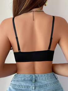 DesireSculpt Women's Solid Color Wire-Free Padded Front Closure Bra - Black - View 2