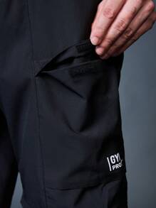 Manfinity Fitness Pantalones cortos deportivos de estilo novio con estampado simple, pantalones de chándal de verano, pantalones cortos negros - Negro - Ver 9