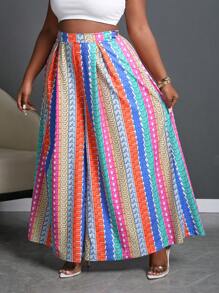 Slaydiva Quần ống rộng in chữ mùa hè cỡ lớn cho nữ - Nhiều màu - Xem 4