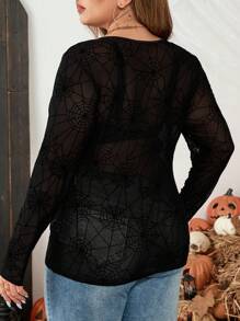 SHEIN LUNE Áo cánh dơi co giãn có họa tiết cánh dơi cỡ lớn cho nữ mặc trong lễ Halloween - Nhiều màu - Xem 2