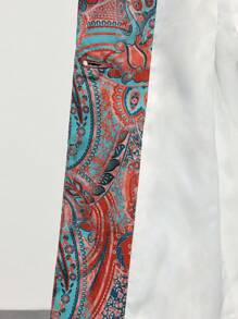 Maija 女式红色花卉印花翻领垫肩长袖前口袋时尚百搭度假风格西装外套，早春