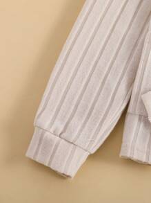 SHEIN Set de uniforme școlară pentru fete interioare 2 buc: jachetă cu mânecă lungă la un singur piept, cămașă cu mânecă scurtă și fustă plisată în carouri, casual pentru toamnă - Caisă - Vizualizare 4