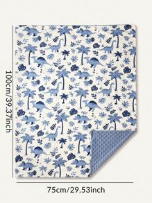 Cozy Pixies 1pc Cozy Pixies Soft & Skin-Friendly Infant Dinosaur Print Layered Blanket, Blue Love Valentine