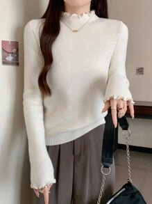 DAZY 女士纯色圆领长袖加厚保暖内衬毛衣，秋冬，长袖上衣，秋季女装