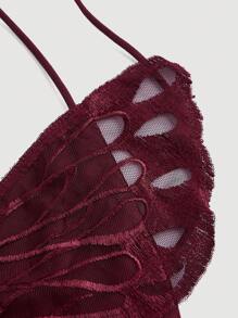 Aveloria Affinna Sexy Spaghetti Strap Backless Butterfly Cutout Tie-Up Crop Top Holiday Party Clothes Cute Funny Shirts  - Burgundy - View 4