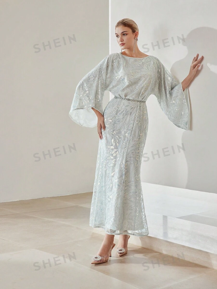 MOTF PREMIUM ROCHIE LUNGA FĂRĂ CUREA CU PIETE BRODERIE PLANTE MÂNĂ CLOPOIT TIV SIRENĂ - Multicolor - Vizualizare 1