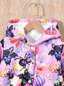 Áo khoác trùm đầu dài tay in hình nhện hoạt hình cho bé gái tuổi teen vào mùa thu/đông - Nhiều màu - Xem 3