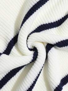 Kids/Tween Boy Casual Colorblock Striped Collar Henley Long Sleeve Sweater