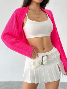 SHEIN Unity Versatile Loose Women's Cardigan - Hot Pink - View 6