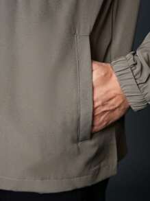 Manfinity Fitness Boyfriend Style Men's Casual Letter Print Raglan Sleeve Long Sleeve Sports Jacket, Spring & Autumn Outdoor Top Sports Jacket - Army Green - View 4