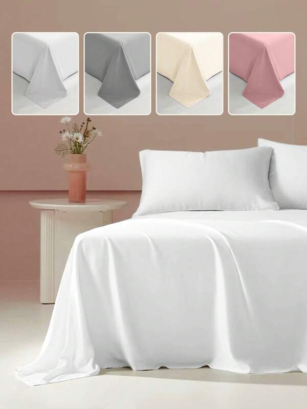 1pc Supersoft Plain Flat Sheet,Lightweight Cloud-Like Feel Bedding,Deep Pocket Bed Sheet, Soft And Breathable, For All Size Bed-Twin, Full, King, Queen Size Sheet