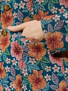 Maija 女士花卉印花长袖西装外套 西装 女士度假装 女士 - 藍色 - 查看 3