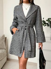 EURMUSE Abrigo largo oversize - Blanco y Negro - Ver 1