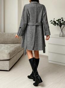 EURMUSE Abrigo largo oversize - Blanco y Negro - Ver 2